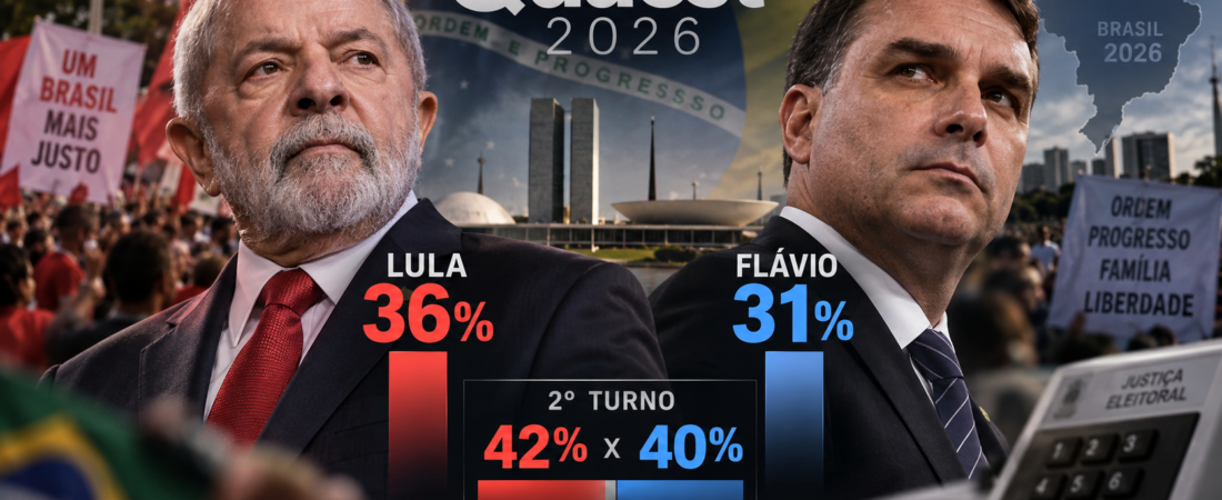 Quaest: Lula lidera primeiro turno, mas Flávio Bolsonaro aparece numericamente à frente no segundo
