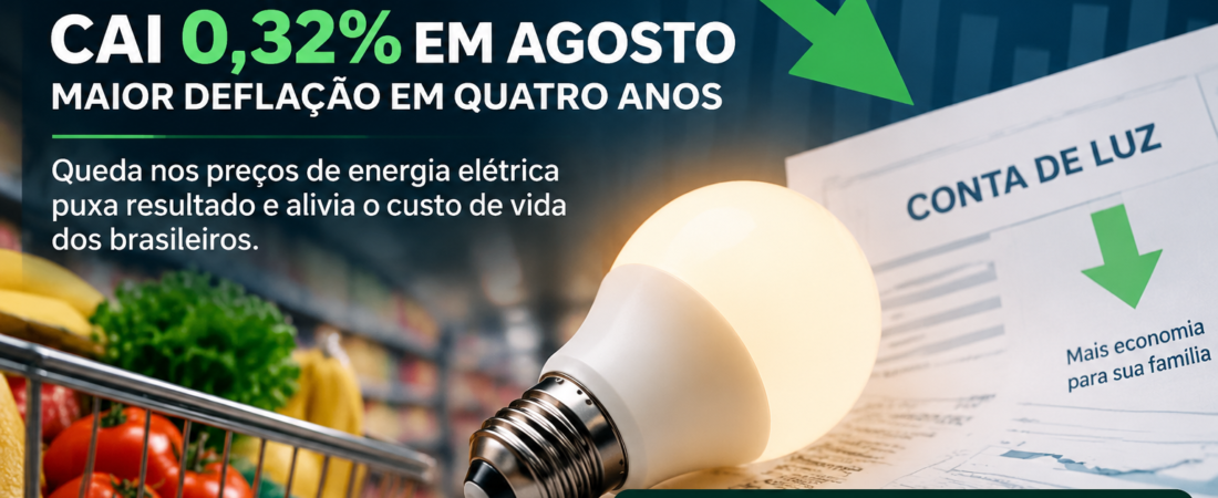 IPCA registra deflação de 0,32% em agosto e tem maior queda mensal em quatro anos