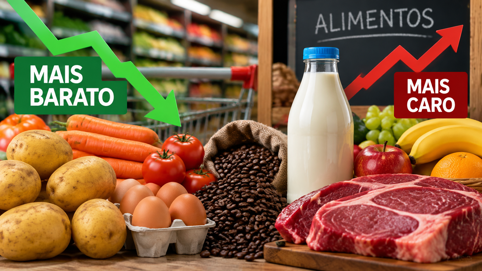 Alimentos têm queda de preços em agosto, mas leite, frutas e carnes ficam mais caros