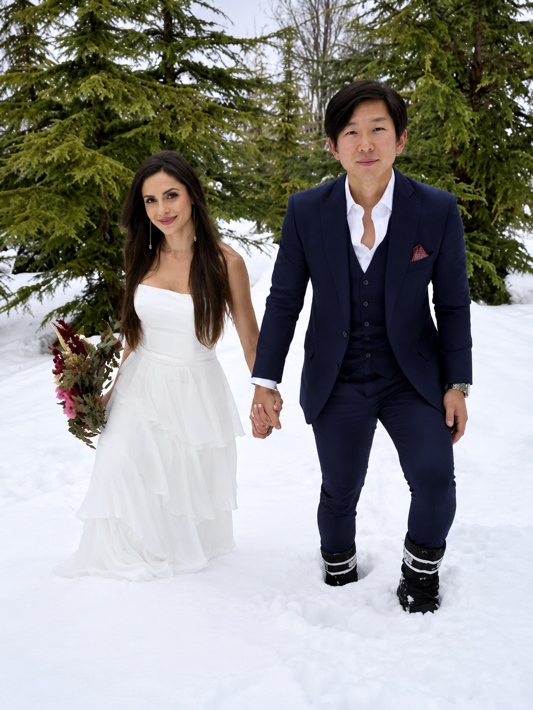 Pyong Lee se casa com Natália Nasser em cerimônia na neve no Chile